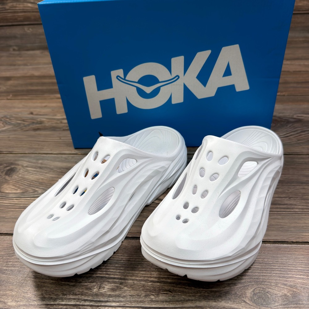 Hoka Mens Size 9 W 11 Ora Recovery Mule White 1147951 WWH Slip On Comfort NEW